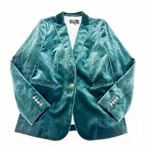 J. Crew Parke Green Faux Suede One Button Blazer Jacket Size 6